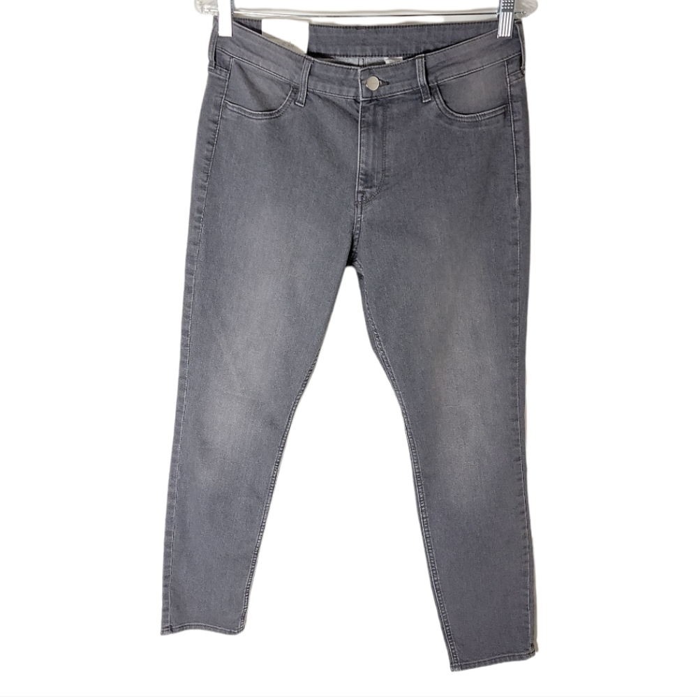 H&M gray skinny jeans women's size 30 ankle length high waist stretch denim